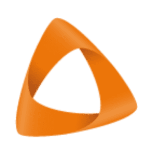 Dreidimensionales, orangefarbenes Logo in Form eines stilisierten Dreiecks, das für moderne Designs und kreative Marken steht.