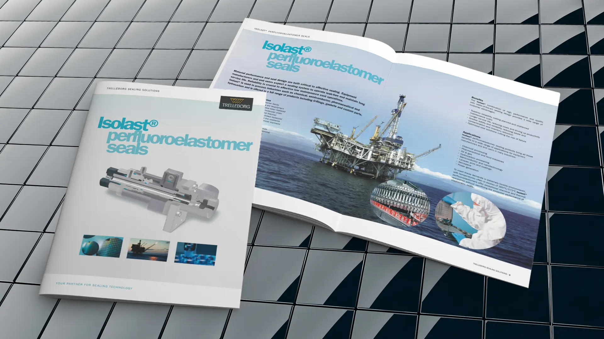 Technologiebroschüre von Trelleborg Sealing Solutions zu Isolast® Perfluorelastomer-Dichtungen für extreme Industrieanwendungen