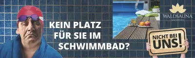 Webseiten-Banner – Schwimmbad überfüllt? Waldsauna als Alternative